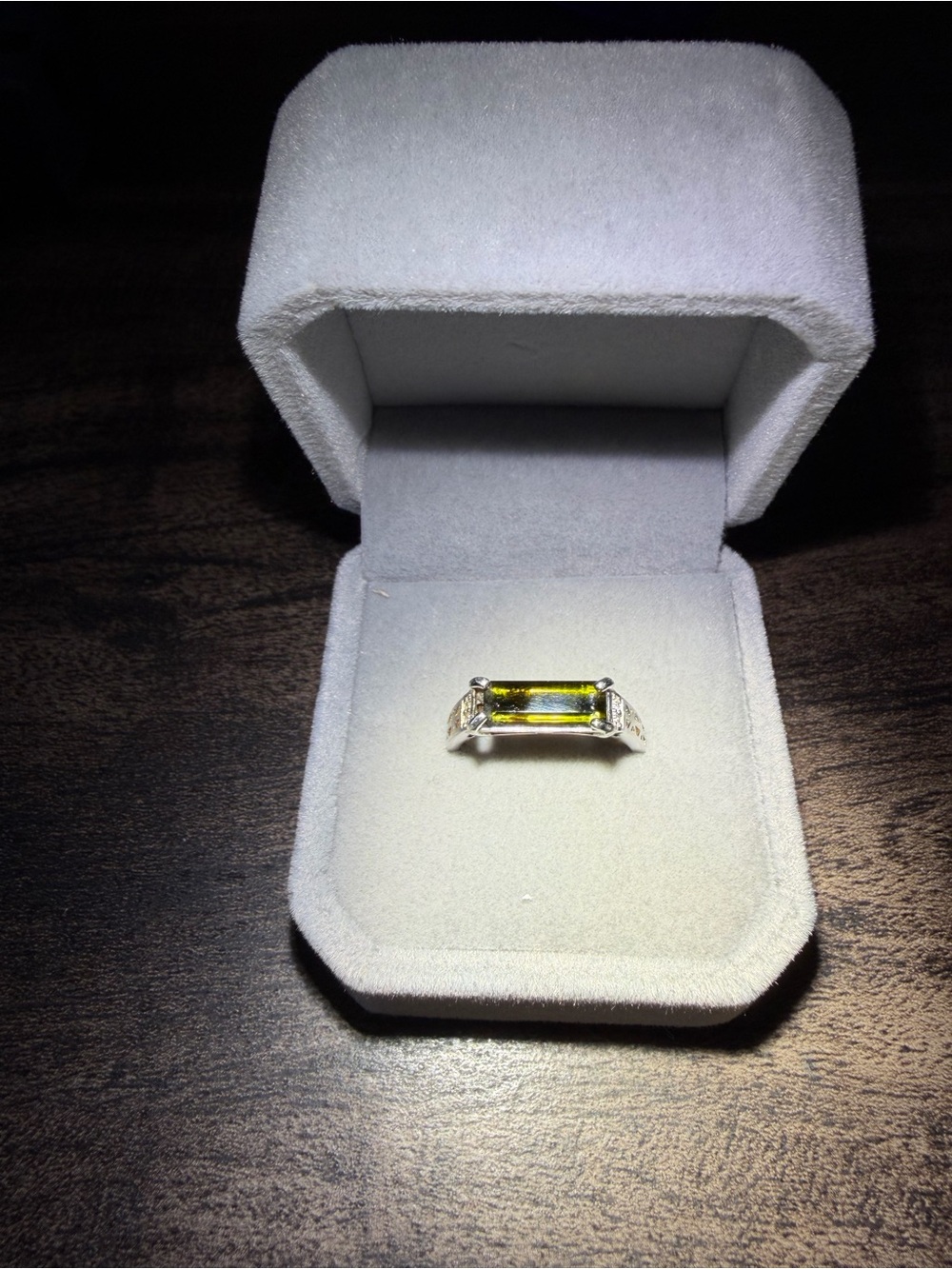 Sterling Silver High Quality Green Tourmaline Ring..